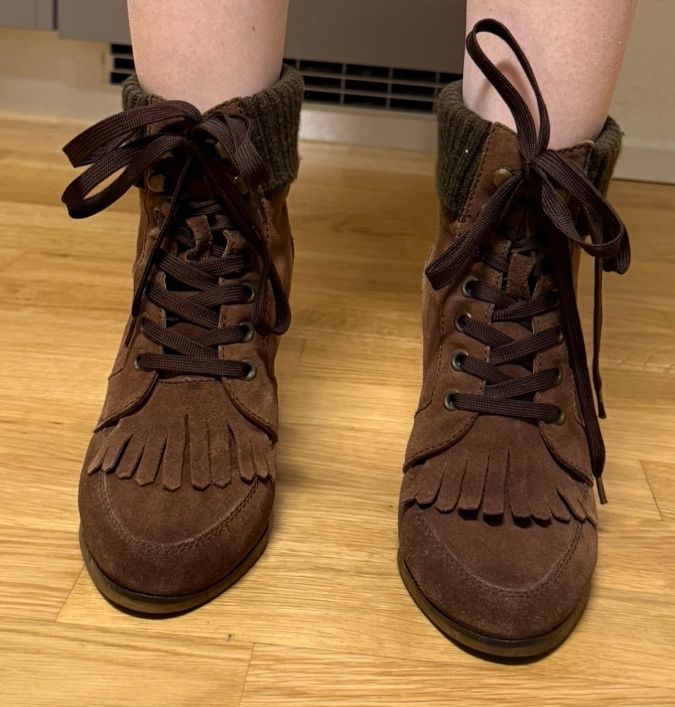Pepe Jeans Scarpe da donna: Braune Wildleder-Stiefeletten mit Keilabsatz, Grösse 38 – Usato da Schlieren venduto da Alexander2010 1
