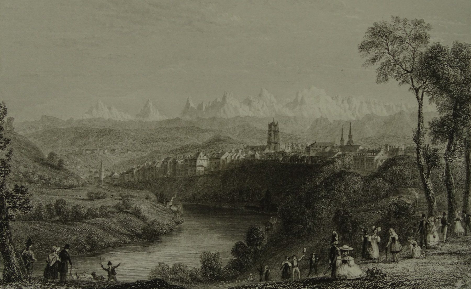 Incisioni: BERN, STAHLSTICH NACH BARTLETT 1836 – Usato da Grüningen venduto da Kartensammler 2