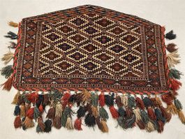 Antike sehr feiner Turkmen Jomud Asmalik mit Zottel 69x116cm