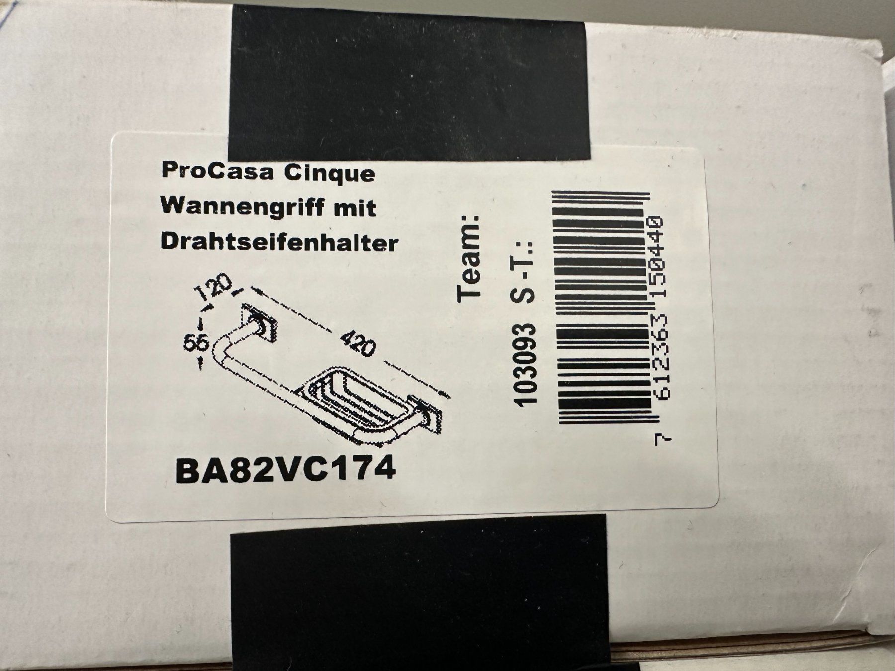 Wandhalterungen: Wannengriff mit Drahtseifenhalter, Procasa Cinque – Neu und originalverpackt aus Urdorf von lmlm.
