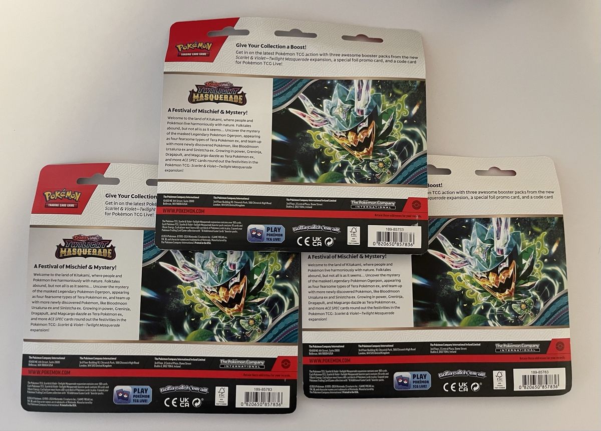 Pokémon Carte collezionabili: 3x Twilight Masquerade 3-Pack Blister EN – Nuovo e nell'imballaggio originale da Zürich venduto da AndyWins 1