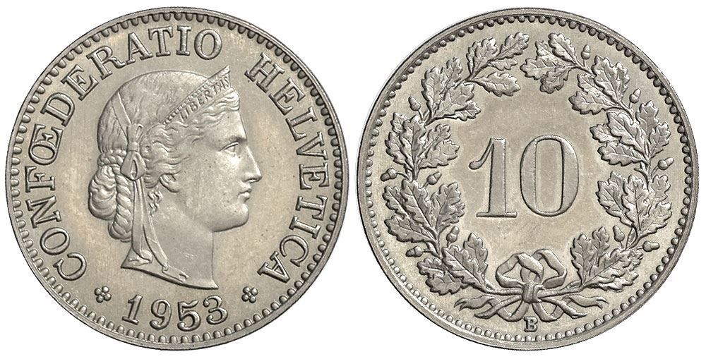 Tutti le monete: 10 Rappen 1953 – Usato da Chiasso venduto da Novamarketing