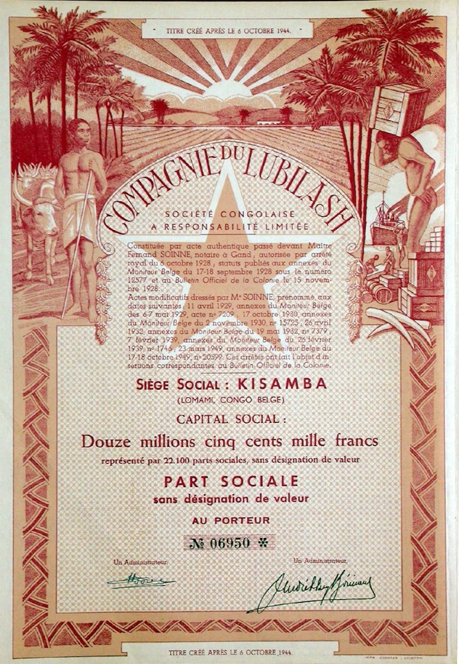 Documenti: Compagnie du Lubilash, Kisamba - 1949 – Usato da Solothurn venduto da Sgasche