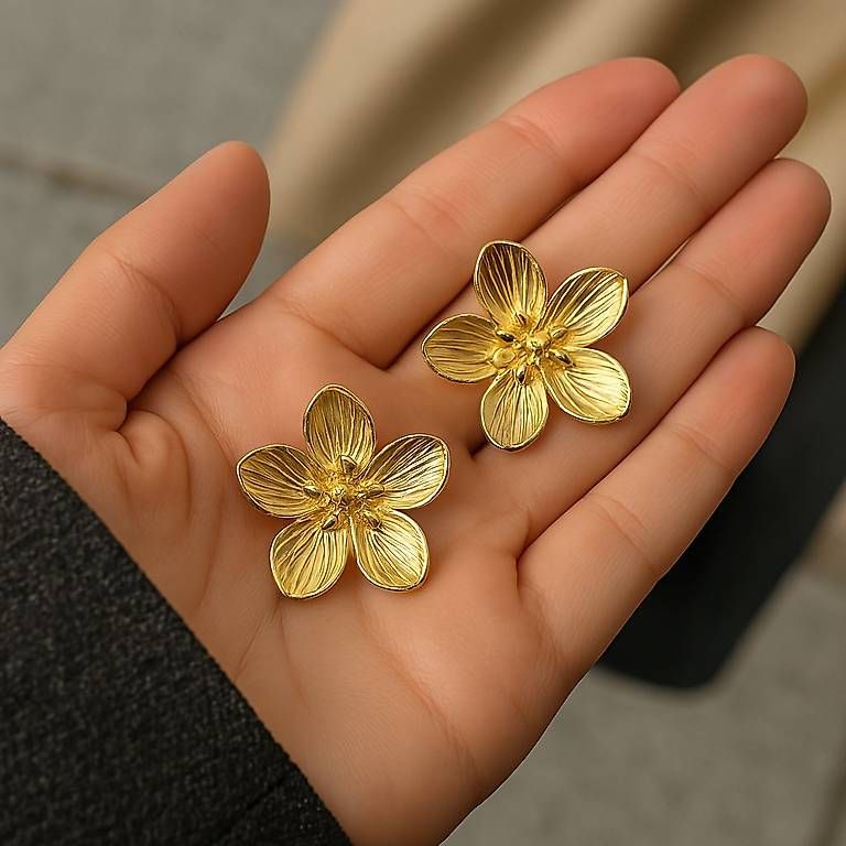 Orecchini pendenti & Orecchini a lobo: Boucles d?oreilles Fleur Dorée  Élégance au Naturel – Usato da Genève venduto da dre_gk92 4