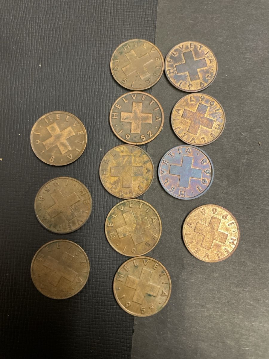 Alle Münzen: 13 Pièces de 2 centimes  – Gebraucht aus lausanne von mota40 1