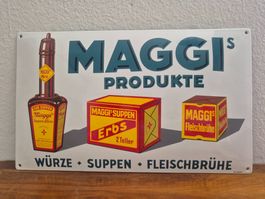 Emailschild Maggi's Suppen Maggi Logo Emaille Schild Reklame