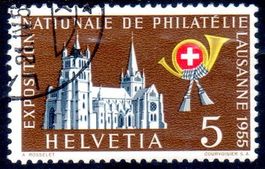 1955 BRIEFMARKENAUSSTELLUNG LAUSANNE SAUBER GESTEMPELT-MA371