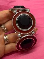 Edles Armband mit schwarzen Steinen & rotem Rand, wie neu...