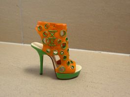 Deko Schuh Miniatur orange gruen