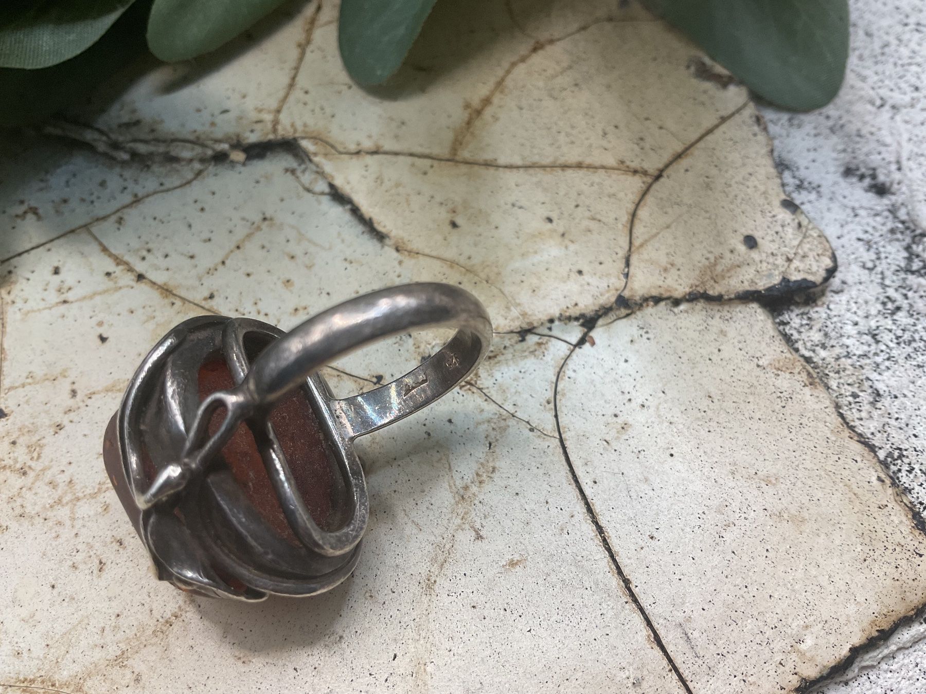 Anelli: Antiker Ring mit grossem, baltischem Bernstein, Gr.55 – Usato da Luzern venduto da S.Kern01 7
