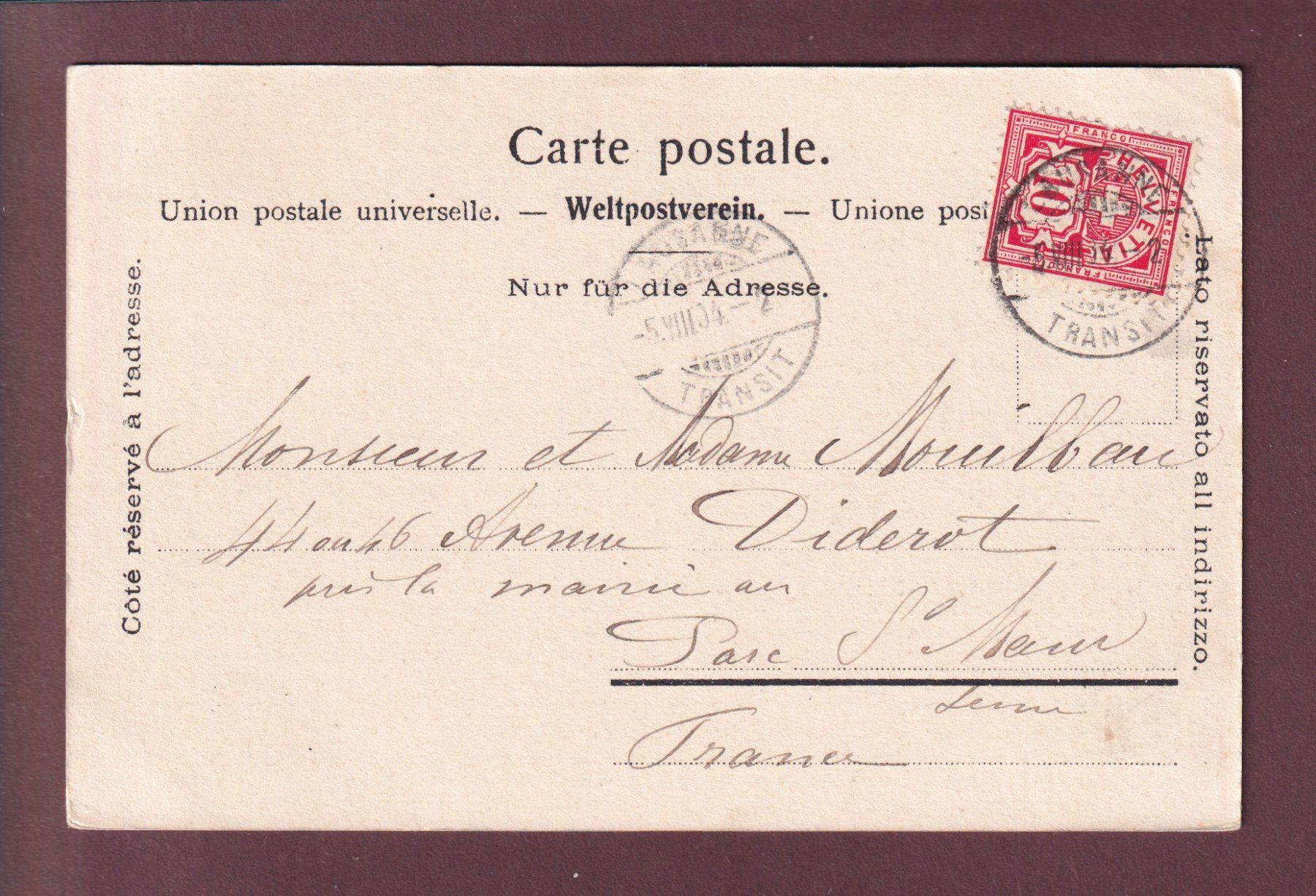 Cartoline postali: LAUSANNE - Ouchy - Château - 1904 – Usato da Pully venduto da nicecards 1