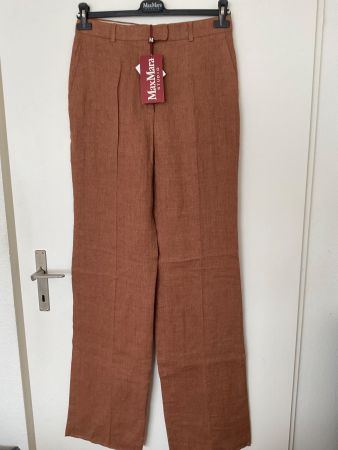 Max Mara 100% Leinen Hose Gr 42 braun NEU Kaufetikett NP 300