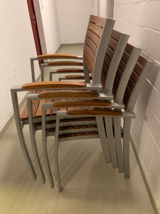 Gartenstühle Holz/Metall 4Stk. Stapelbar Kaufen auf Ricardo