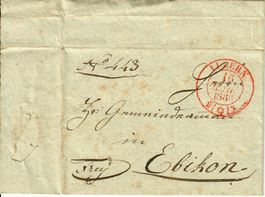 Vorphila Brief, Luzern 1836 nach Ebikon