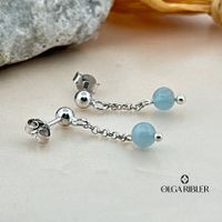 Aquamarin Ketten-Ohrstecker – Sterling Silber