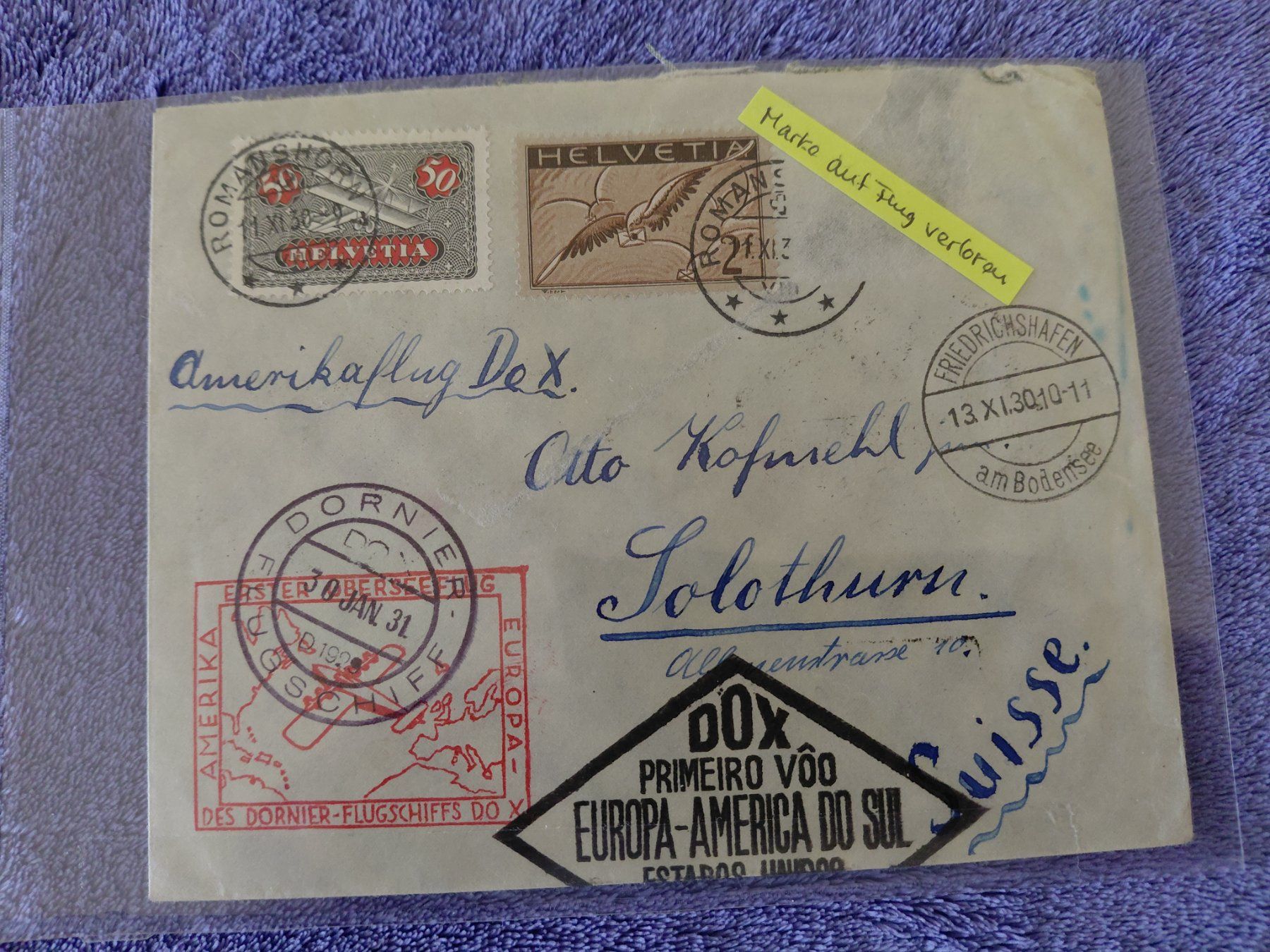 Tutti i francobolli: Interessanter Flugpostbrief  1931 – Usato da Horw venduto da Onurb008