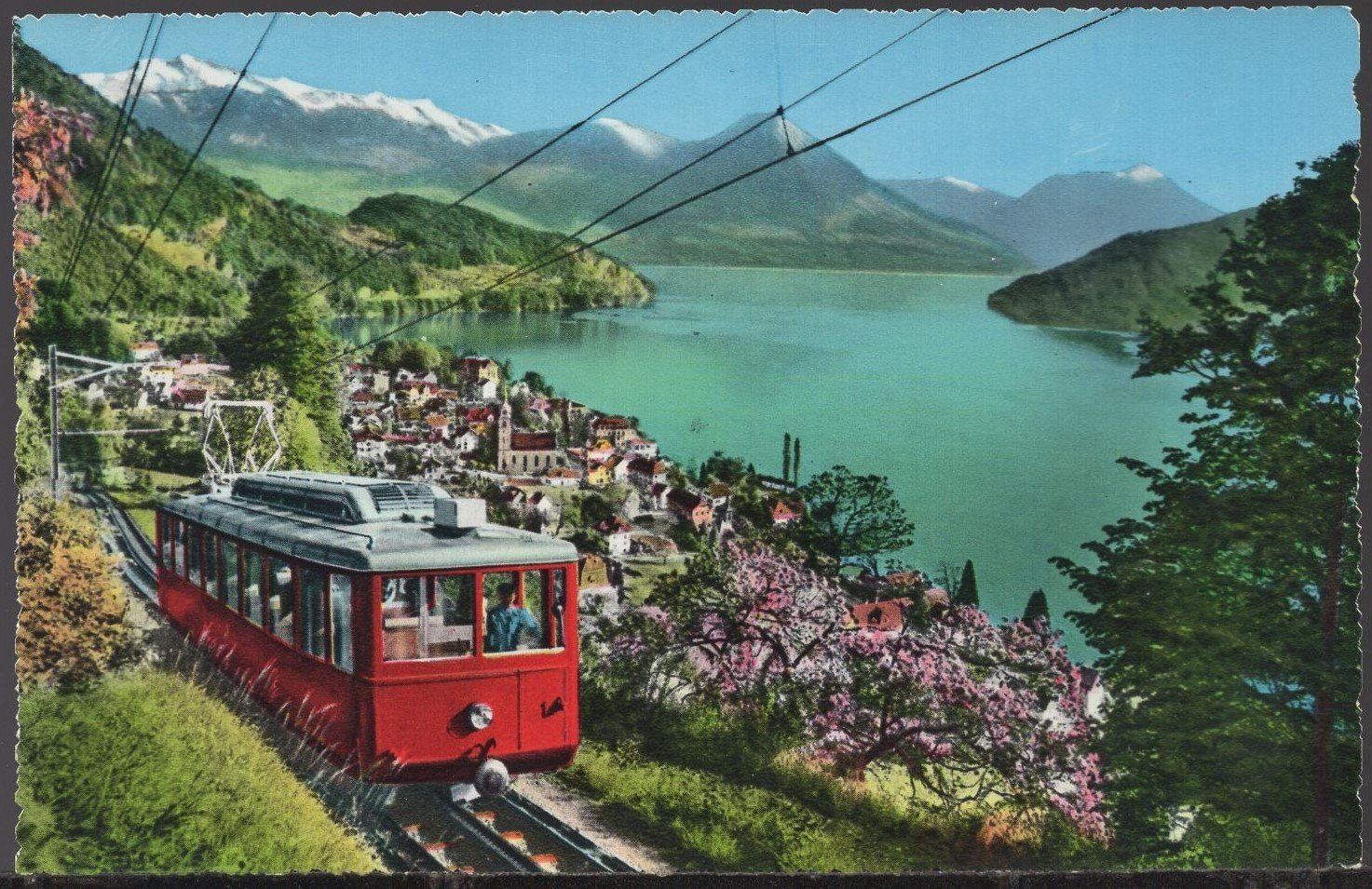 Cartoline postali: Vitznau  am Vierwaldstättersee  Rigi-Bahn – Usato da Aarau venduto da kufi44