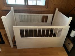 Babybett weiss 60x120cm, selbstgebaut, demontiert