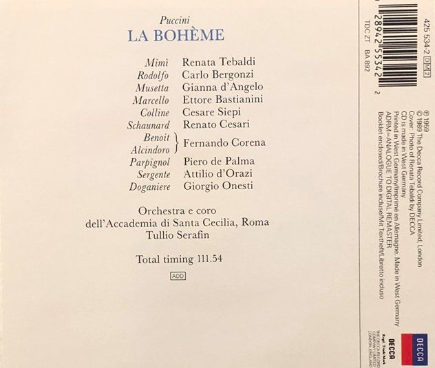 CD: Puccini - La Bohème (Serafin) – Usato da Grüningen venduto da azulamarillo 1