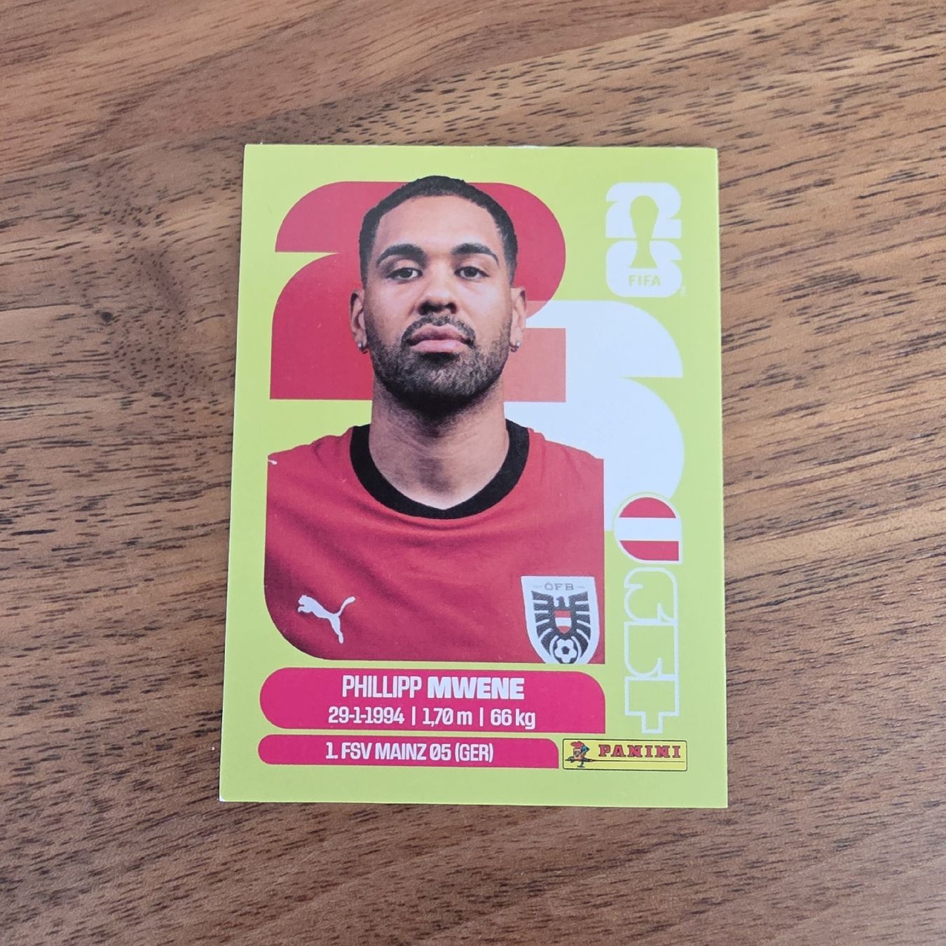 Panini Sammelbilder & Trading cards: Panini Sticker Philipp Mwene AUT8 – Neu und originalverpackt aus Buchs AG von LogoParts