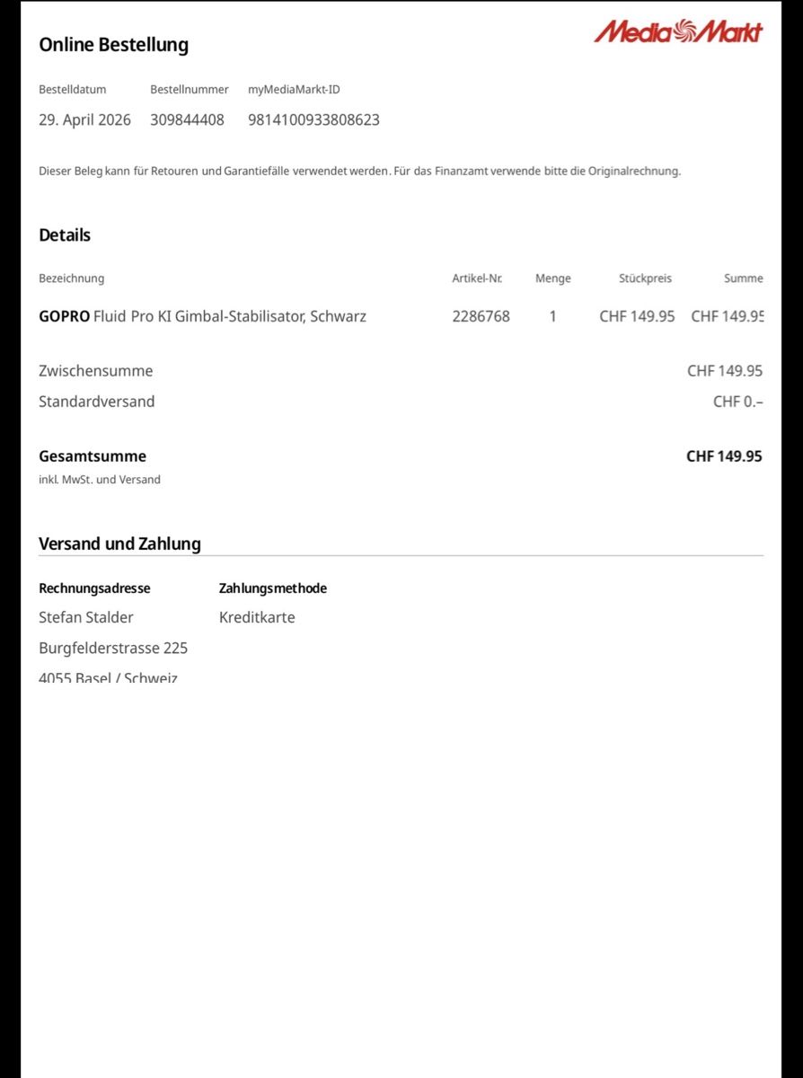 Gopro Treppiedi & Teste: GoPro Fluid Pro AI mit Garantie – Nuovo (secondo la descrizione) da Basel venduto da stalders72 3