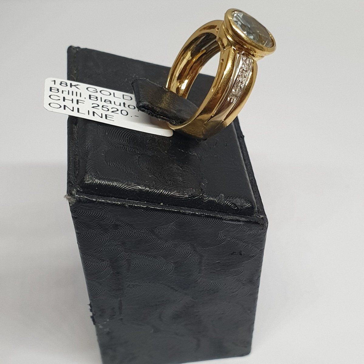 Anelli: Echt 18K Gold - Brilliant, Blautopas Ring – Usato da Luzern venduto da luzerngoldhaus 1
