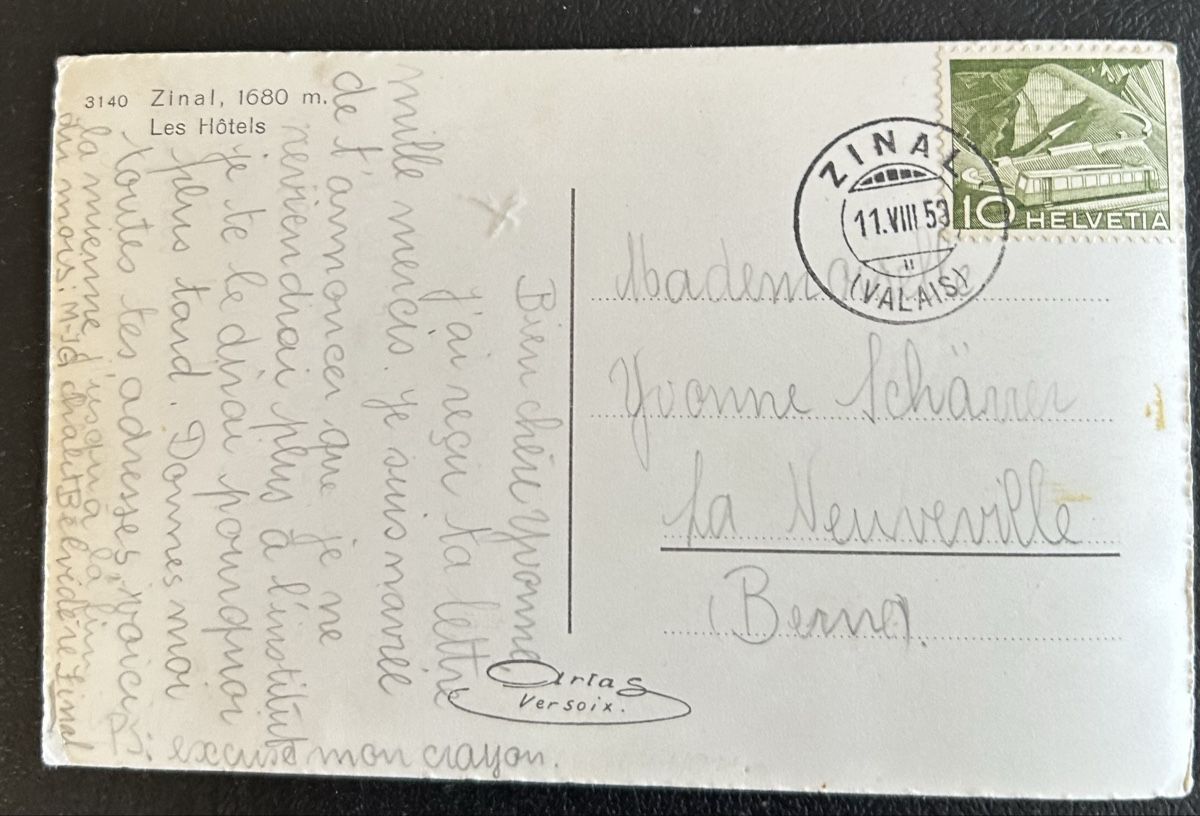 Cartoline postali: Flugaufnahme Zinal  – Usato da Horw venduto da Tellbub 1