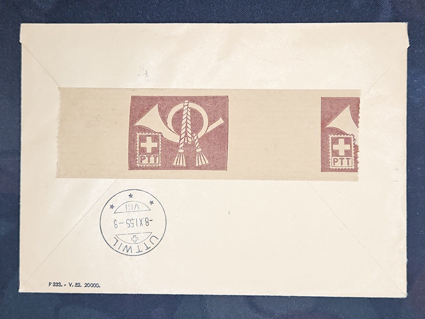 Tutti i francobolli: CL23 Enveloppe + Timbre Suisse 1955 – Usato da Cousset venduto da Patrick_Collections 1