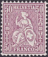 1867, Sitzende Helvetia, Nr.43 (lila) ungebraucht *, K: 80.-
