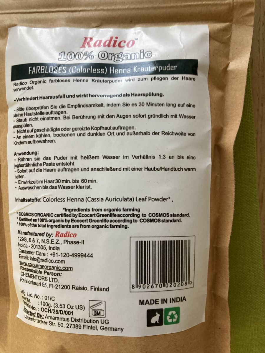 Teintures: Henna farblos 100g – Neuf avec emballage d'origine à Uesslingen par manu-ela41 1