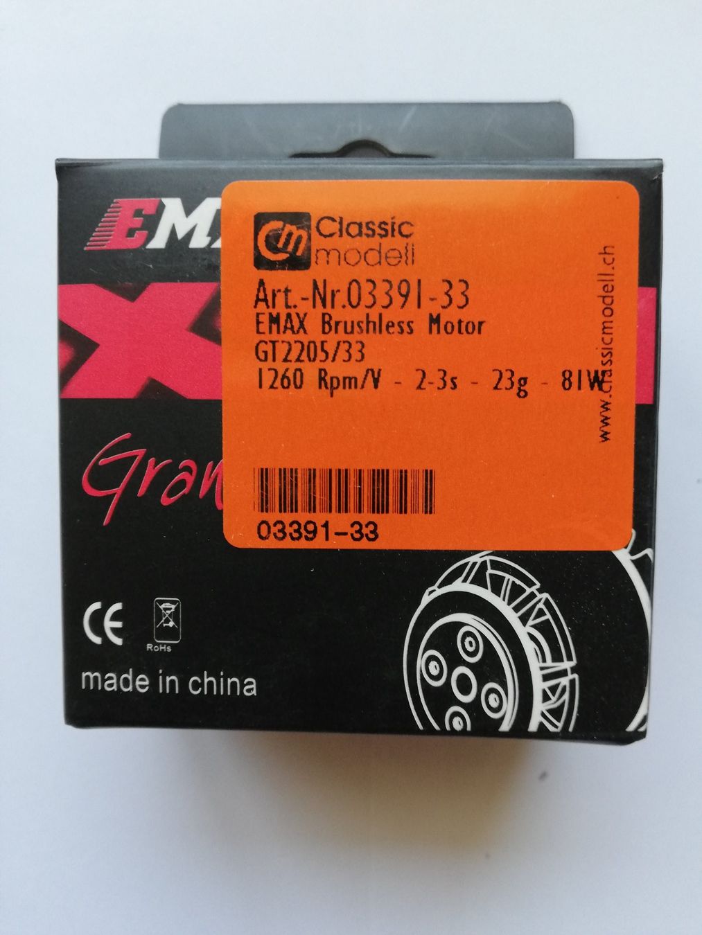 Modellismo RC: EMAX Brushless Motor GT2205/33 – Nuovo e nell'imballaggio originale da Flüh venduto da AMS-Modellbau
