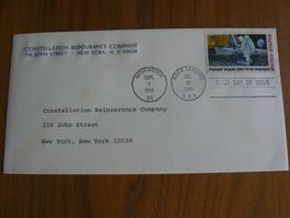 Briefumschlag mit US-Briefmarke, First Man on the Moon, 1969