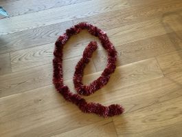 🎄Weihnachtsdekoration: Rote Lametta Girlande, Top Zustand!