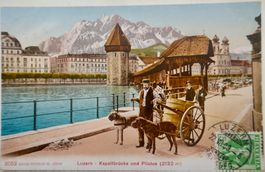 Alte Postkarte Luzern 1908, gelaufen nach Frankreich