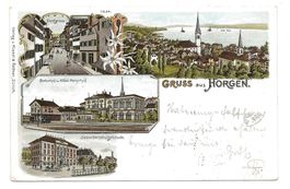 Gruss aus Horgen (ZH) Bahnhof - Hôtel Meierhof - Litho  1900