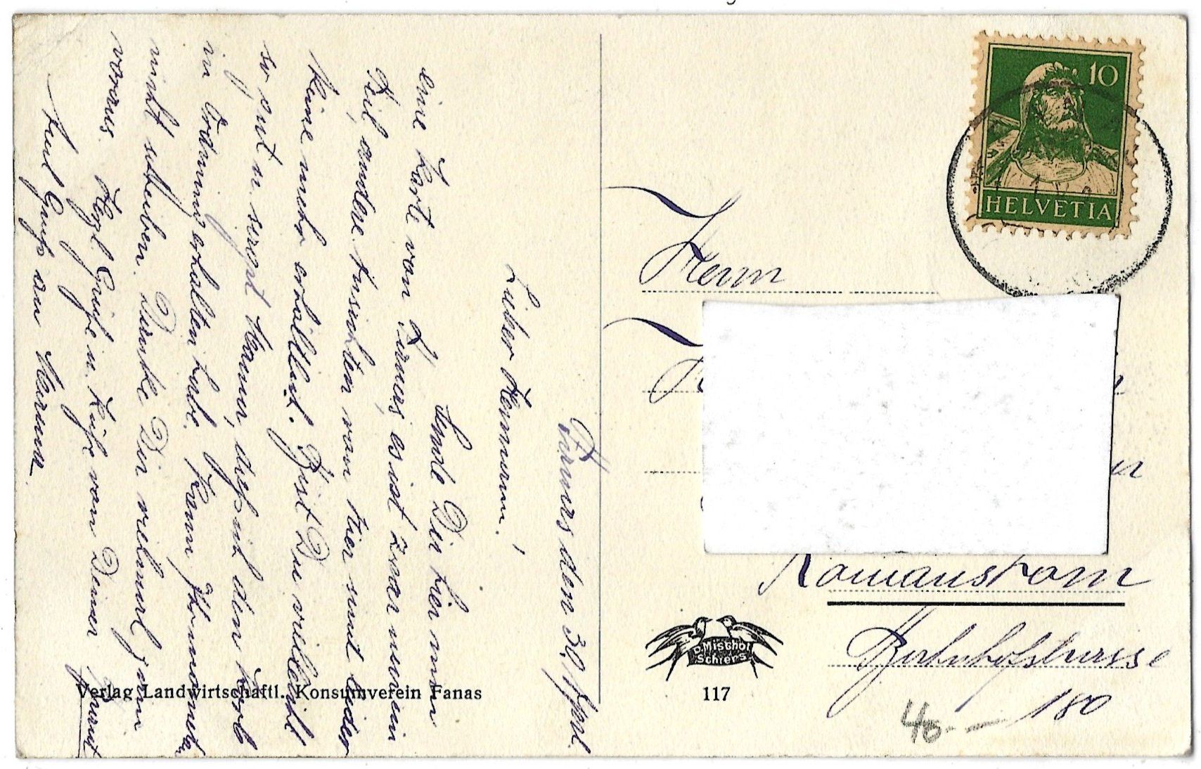 Cartoline postali: Fanas     (belebt) – Usato da Bütschwil venduto da Jackson1A 1