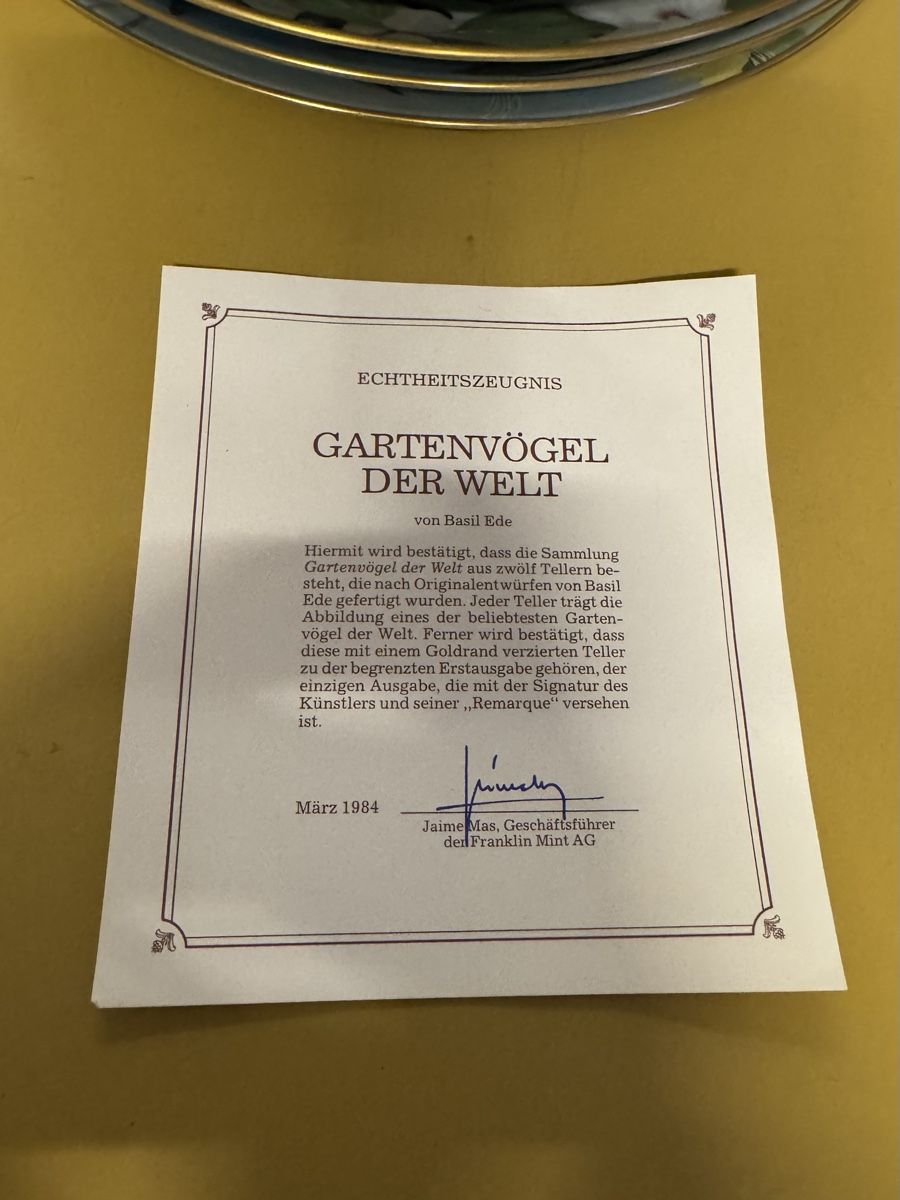 Assiettes: Teller Gartenvoegel 7 stk.  – D'occasion à Schlieren par Freundlich02 2