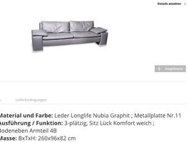 Sofa Seline Leder Graphite 3-sitzig 260cm guter Zustand