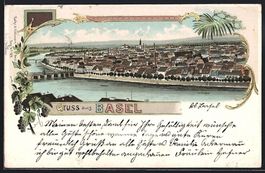 Lithographie Basel, Teilansicht, 1904
