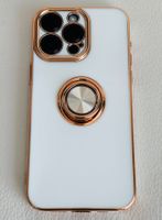 iPhone15 Pro Max Hülle Weiss/Rosegold mit Ringhalter