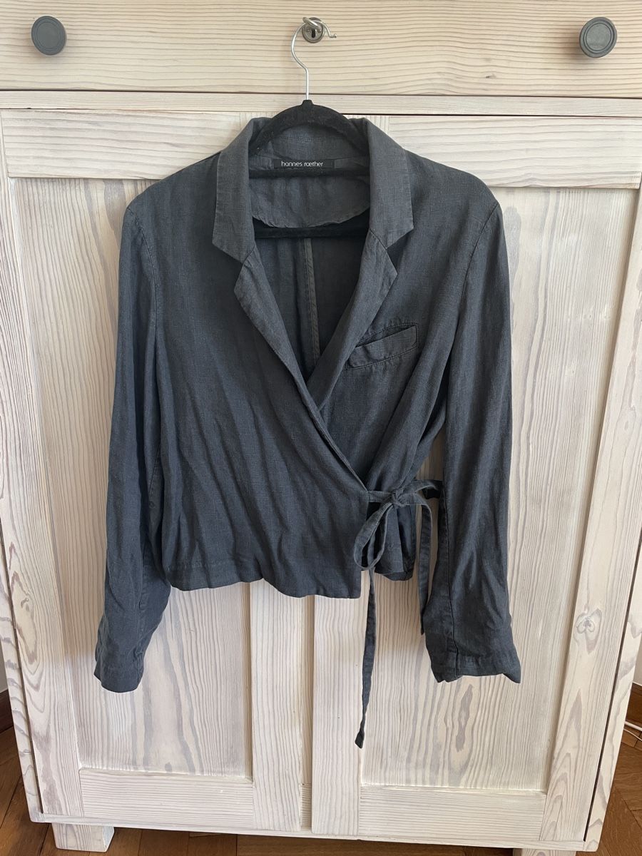 Hannes Roether Giacche: Hannes Roether Wickeljacke 100%Leinen. S dunkelgrau – Usato da Basel venduto da non_vn79