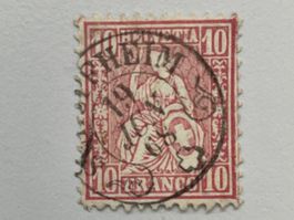 Sitzende Helvetia 10Rp,  gestempelt 19. Jun 1868