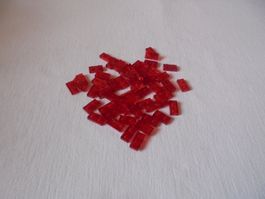 LEGO - 50 - TRANSPARENTE - ROTE - STEINE - 2 X 1