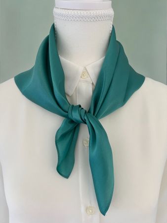 New 53cm Silk Scarf Teal Plain Color Bandana Blue Green