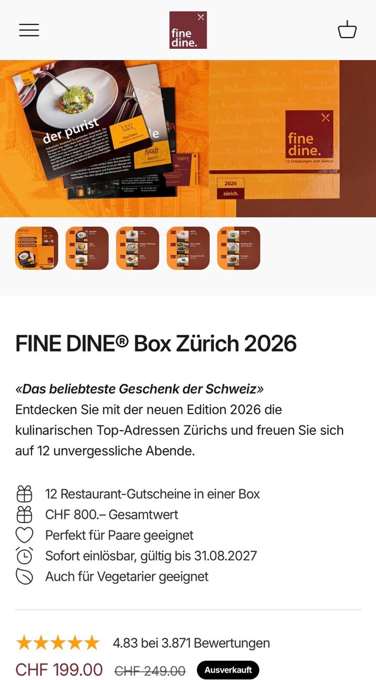 Bons: Fine dine Zürich – Neuf avec emballage d'origine à Winterthur par pla_gg7j 4