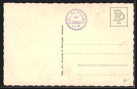 Cartoline postali: Col du Pillon, Strassenpartie mit Bergla – Usato da Berlin venduto da bartko-reher 1