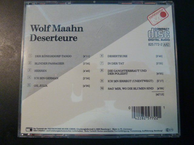 CD: Wolf Maahn - Deserteure – Usato da Au ZH venduto da sikoku 2