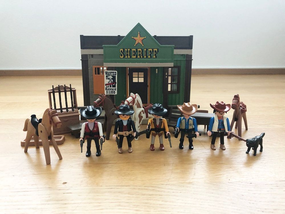 Playmobil Western 1994 : Bureau Du Shérif (3786) & Saloon Golden Nugget (3787) - Vintage