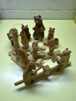Holz-Bärengruppe, geschnitzt, Rarität, Winterdeko!