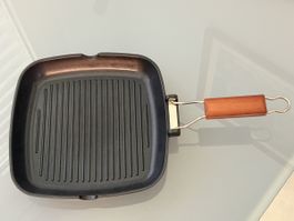 Grillpfanne Lesner quadratisch mit Klappgriff schwarz